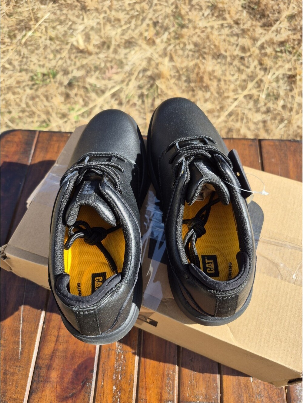 Cat Footwear Women's Prorush Sr+ Oxford Food Service Work Shoes Black Leather 5 - Picture 7 of 9